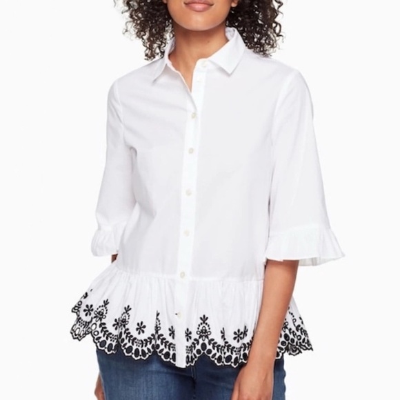 Kate Spade Short Sleeve Cutwork Top - Picture 4 of 6